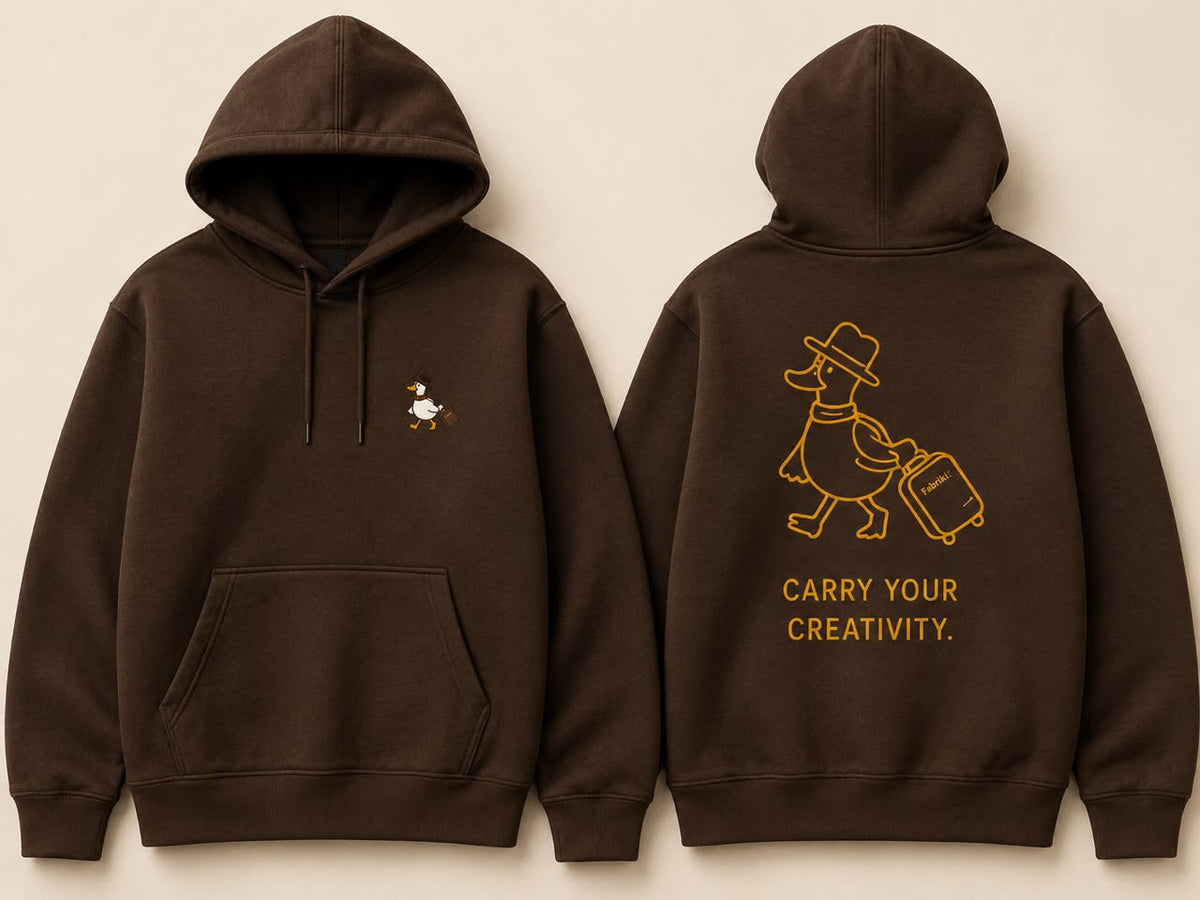 FabriKit creativity hoodie, front and back